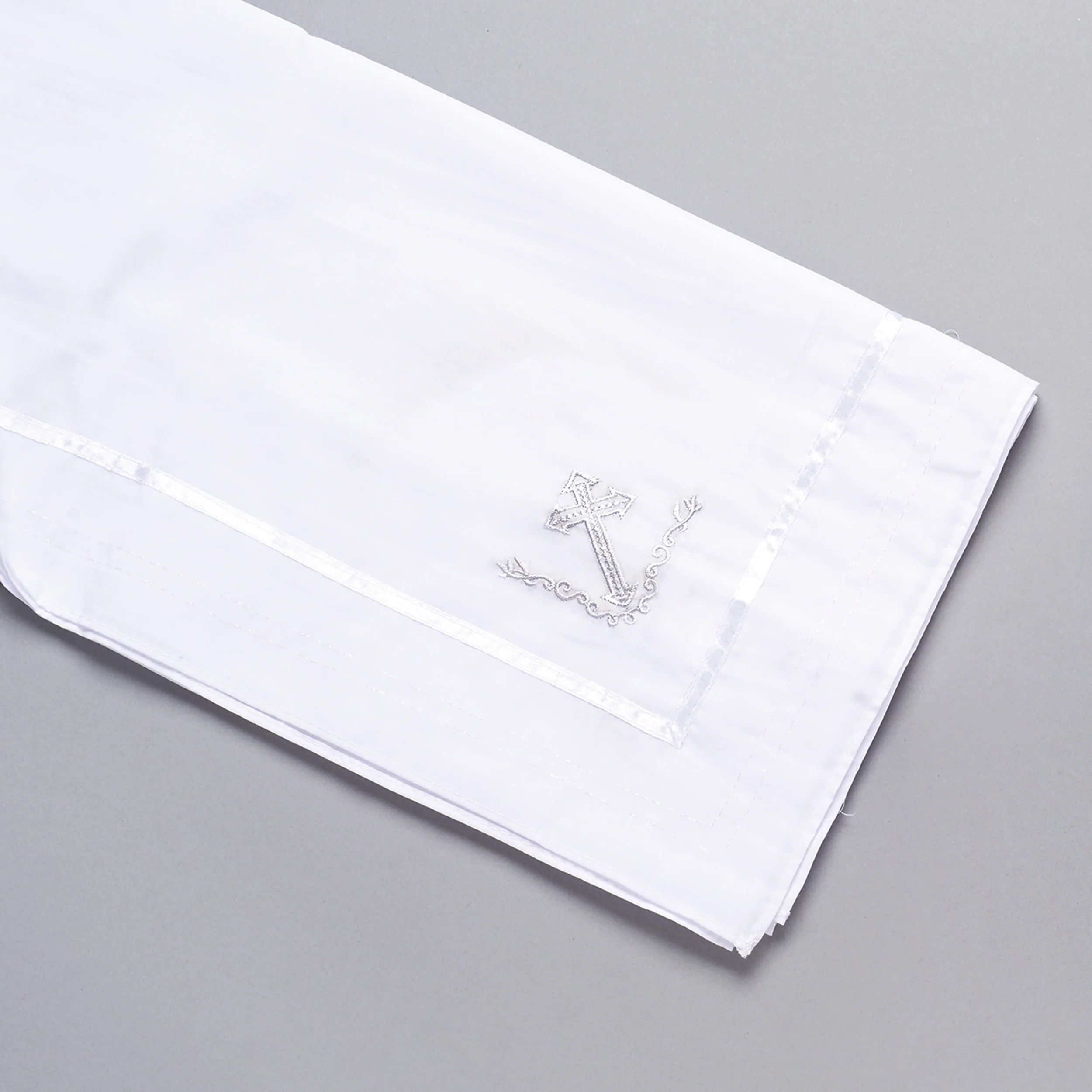 White Baptism Blanket with Cross Embroidery