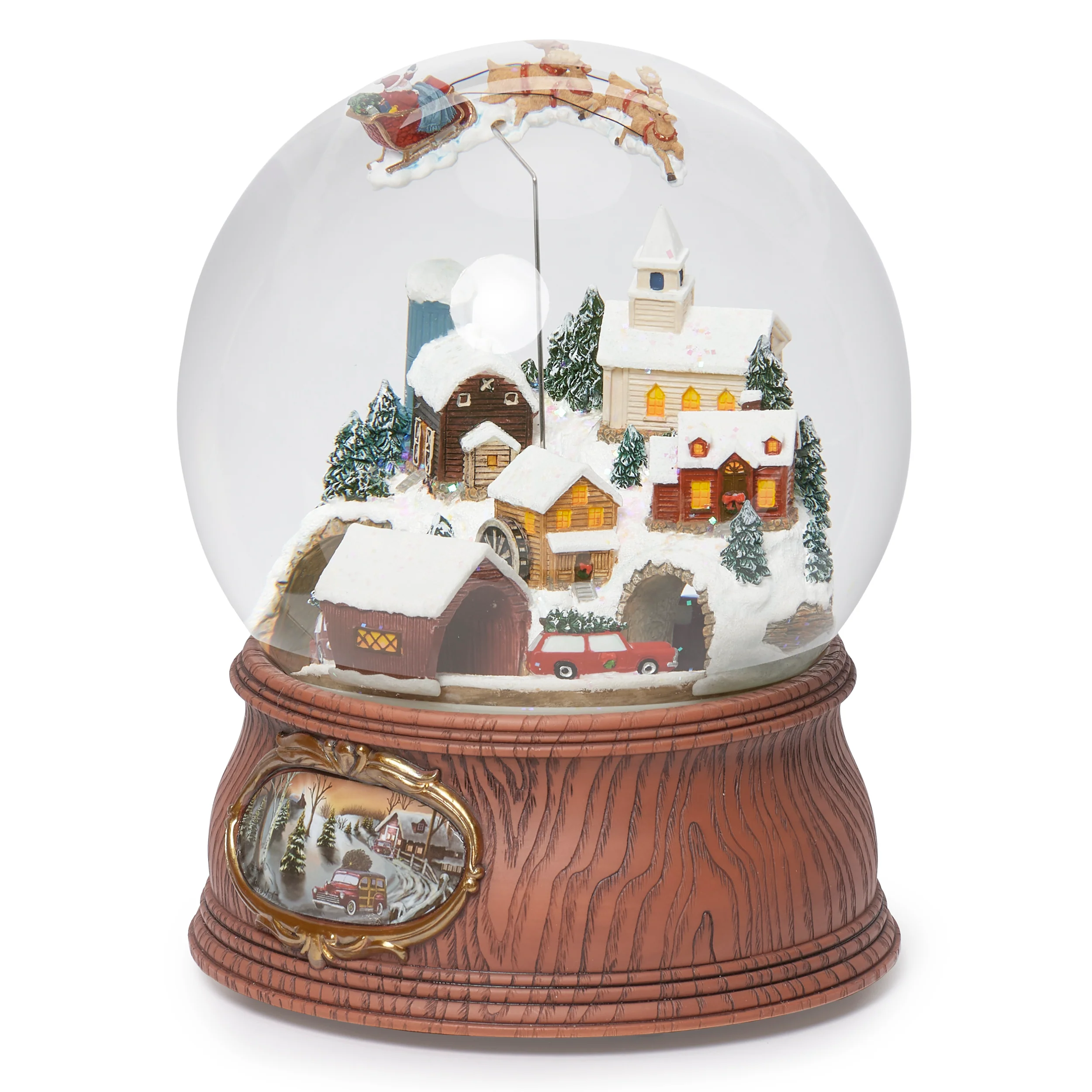 Glitterdome Musical Santa with Rotating Sleigh- "Santa Claus is Coming to Town" Tune - Image 2