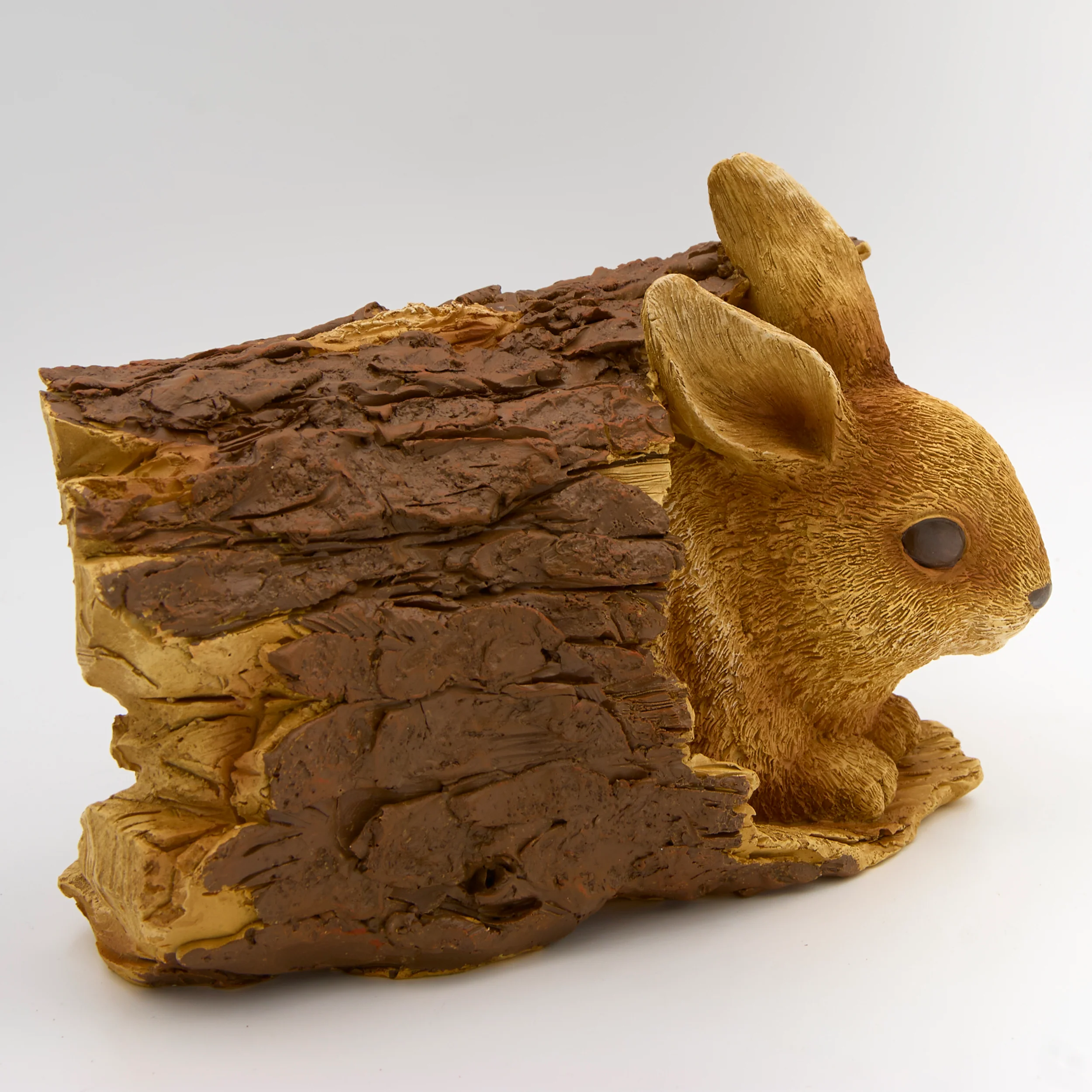 Bunny in Tree Trunk Garden Statue-Timber Tails Collection - Image 2