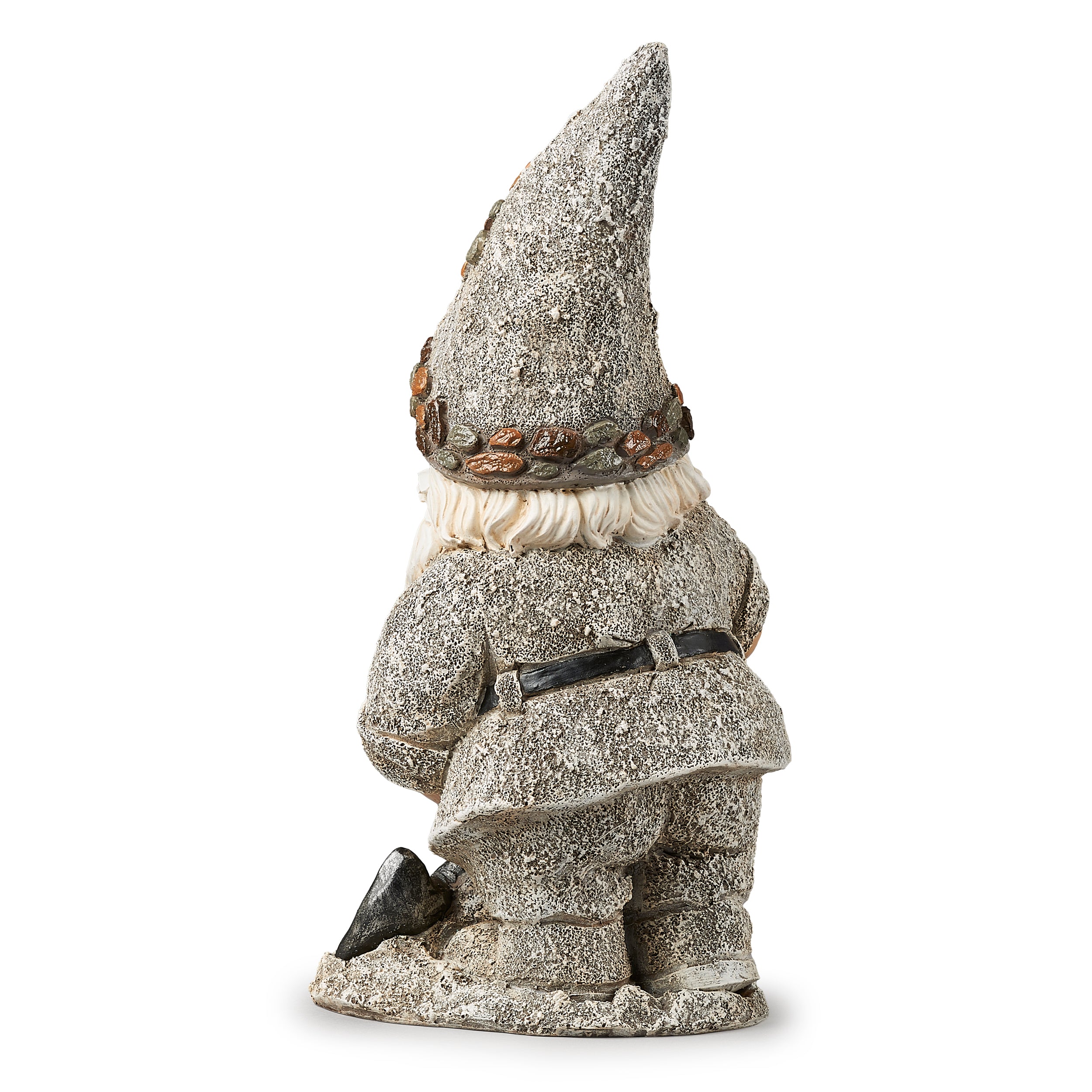 Stone-Look Gnome with Shovel Garden Statue - Image 4