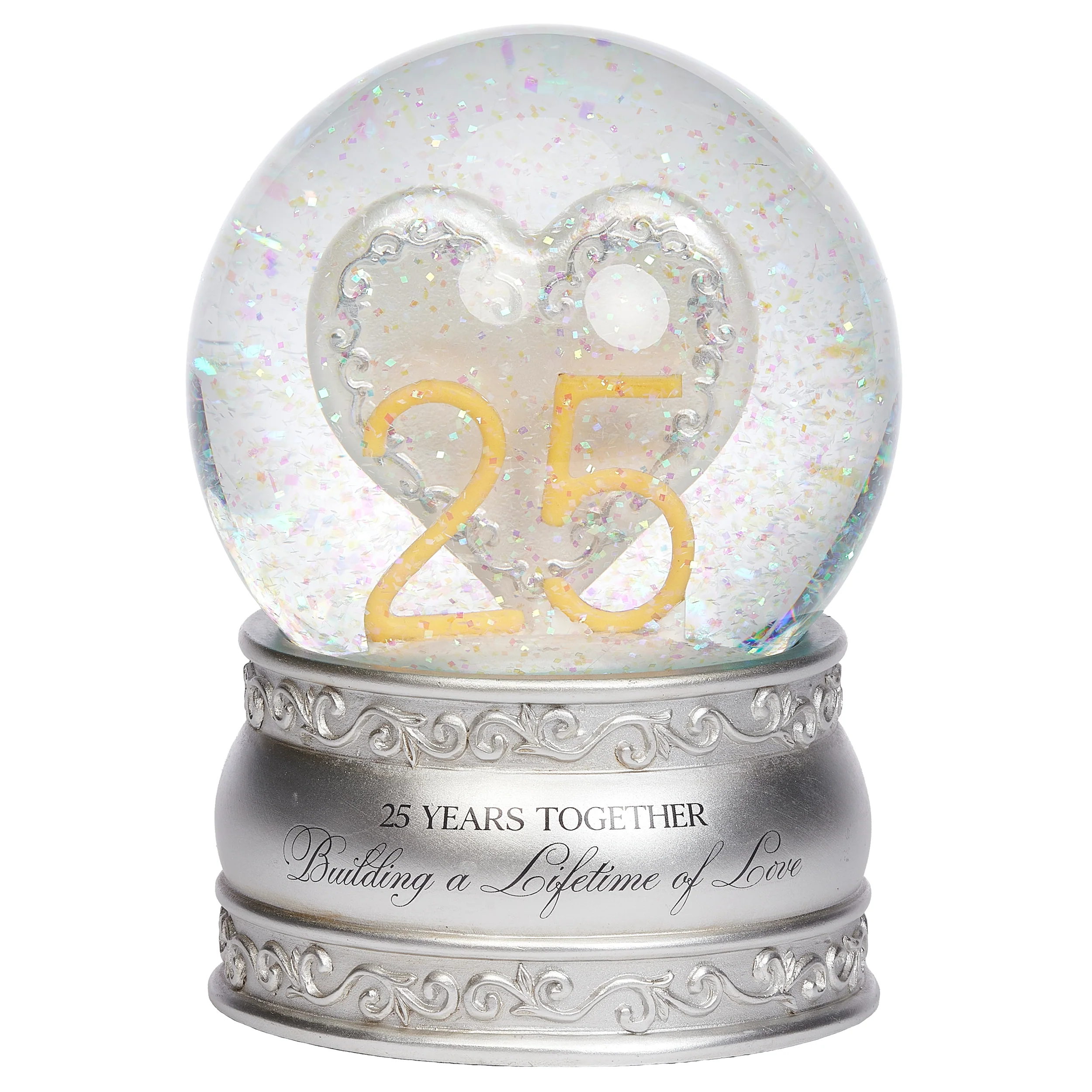 Glitterdome 25th Anniversary Lighted Silver Heart - Image 2