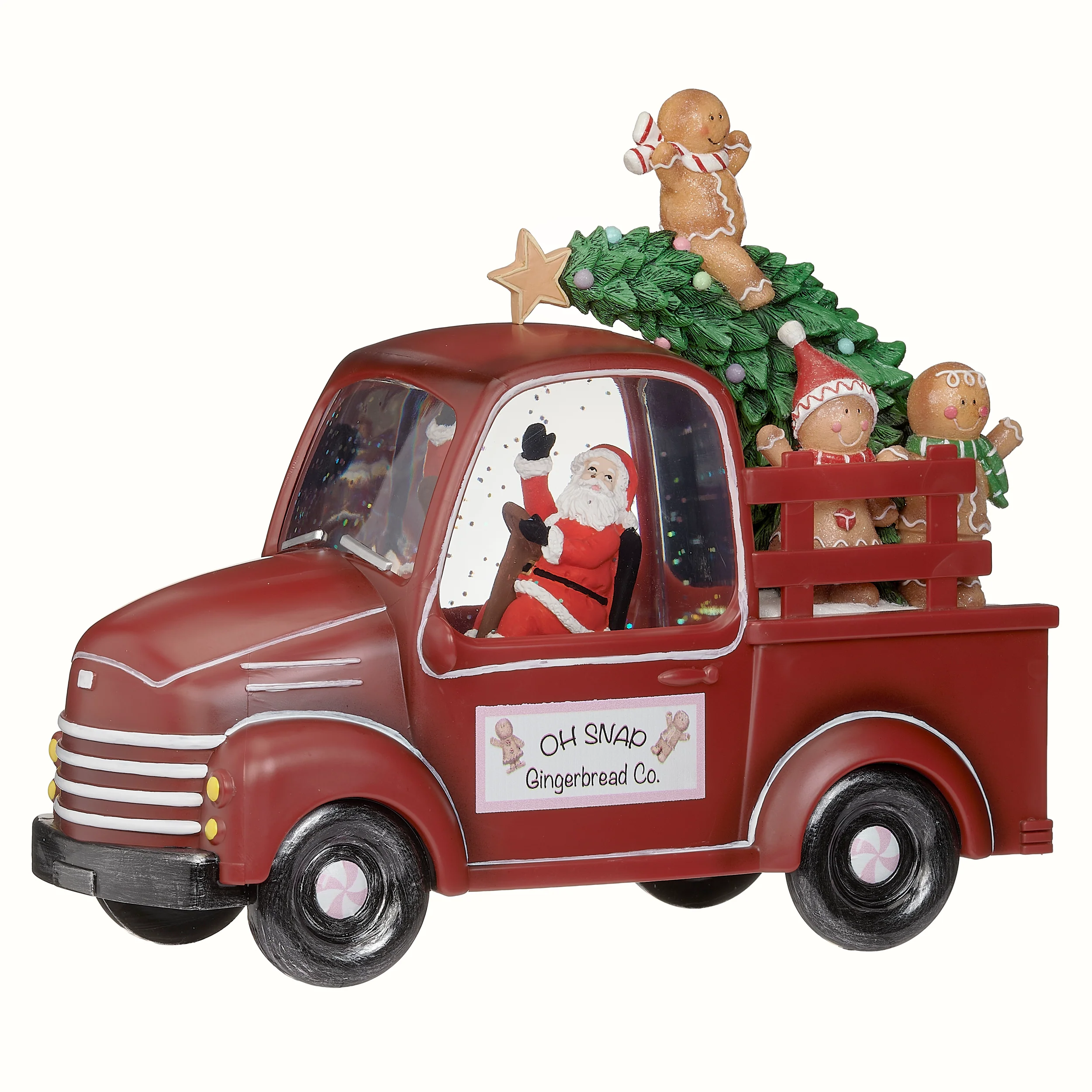Lighted Swirl Santa & Gingerbread Truck - Image 4