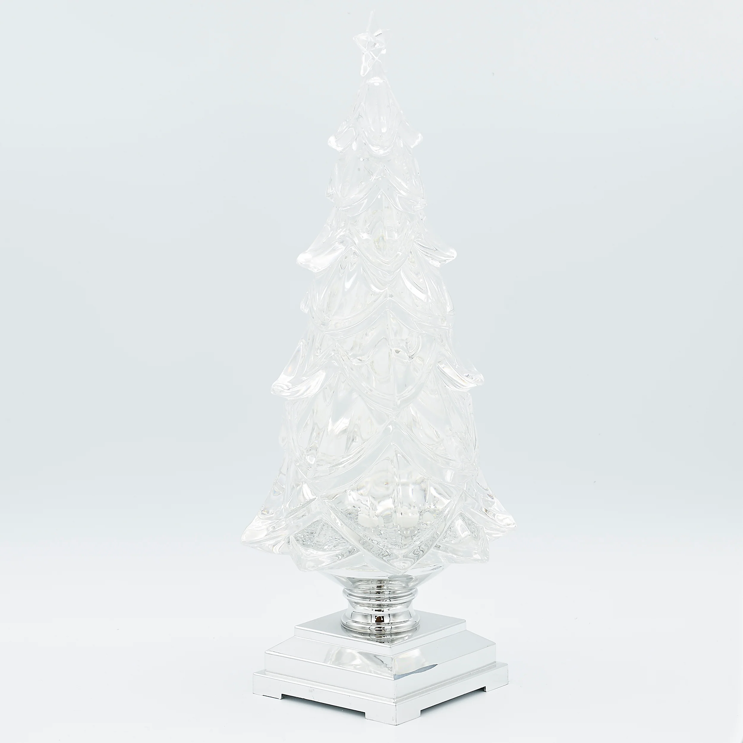 Confetti Lites Lighted Swirl Clear Tree with Silver Square Base - Image 2