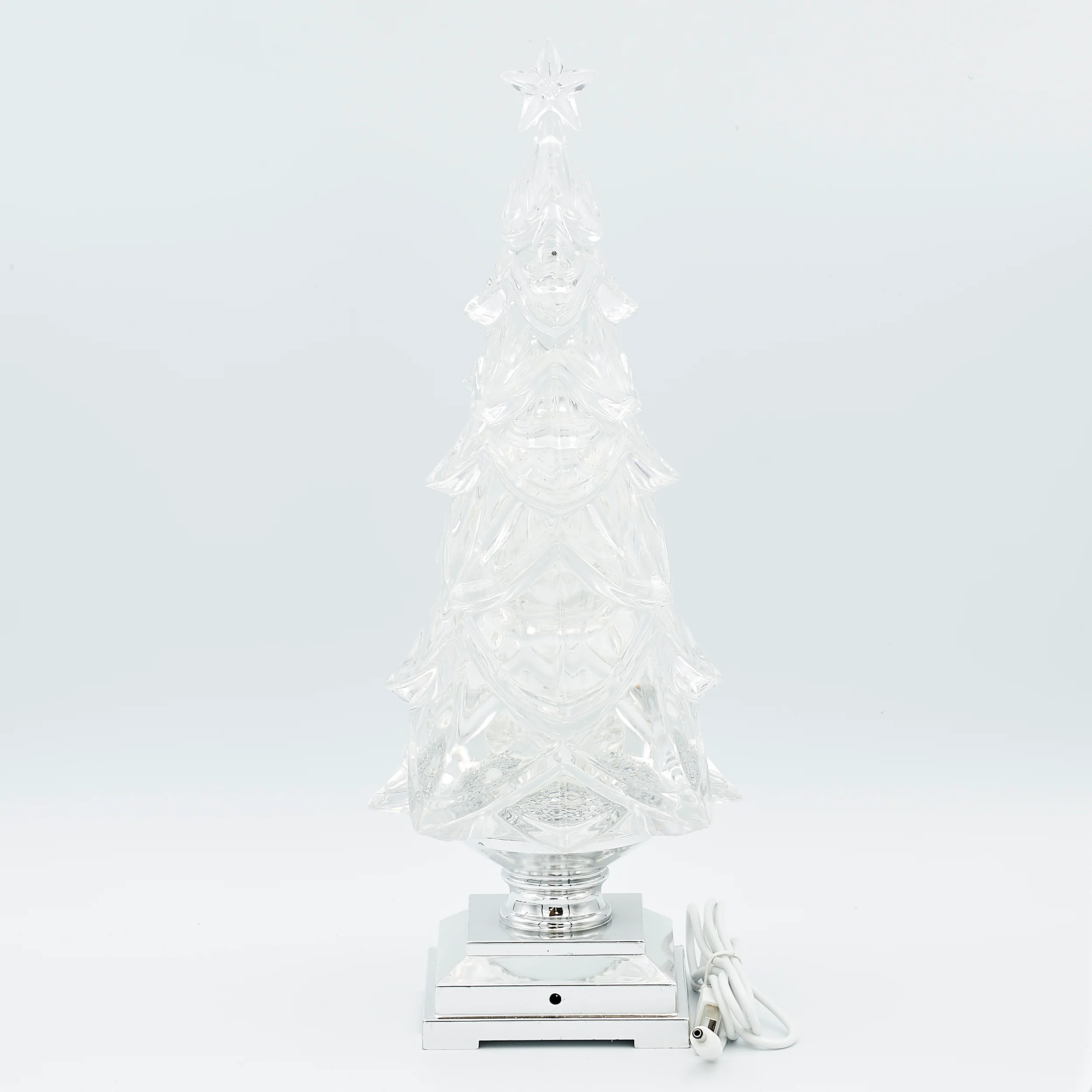 Confetti Lites Lighted Swirl Clear Tree with Silver Square Base - Image 3